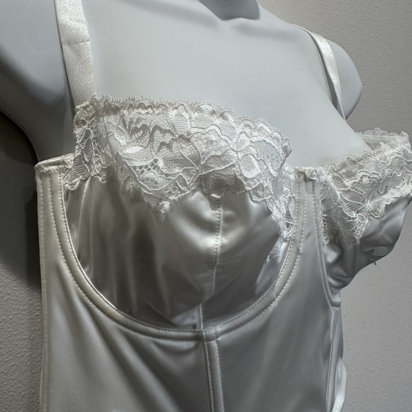 NWT Joyspun Sexy Satin Lace Unlined Cups Underwire Bustier White Size Large - Picture 2 of 12
